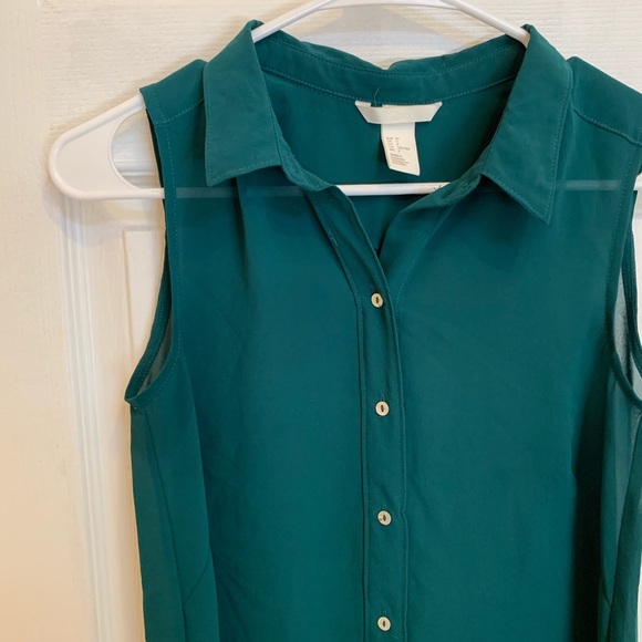 Forest Green Flowy Tank Top Size 2 - Picture 3 of 4